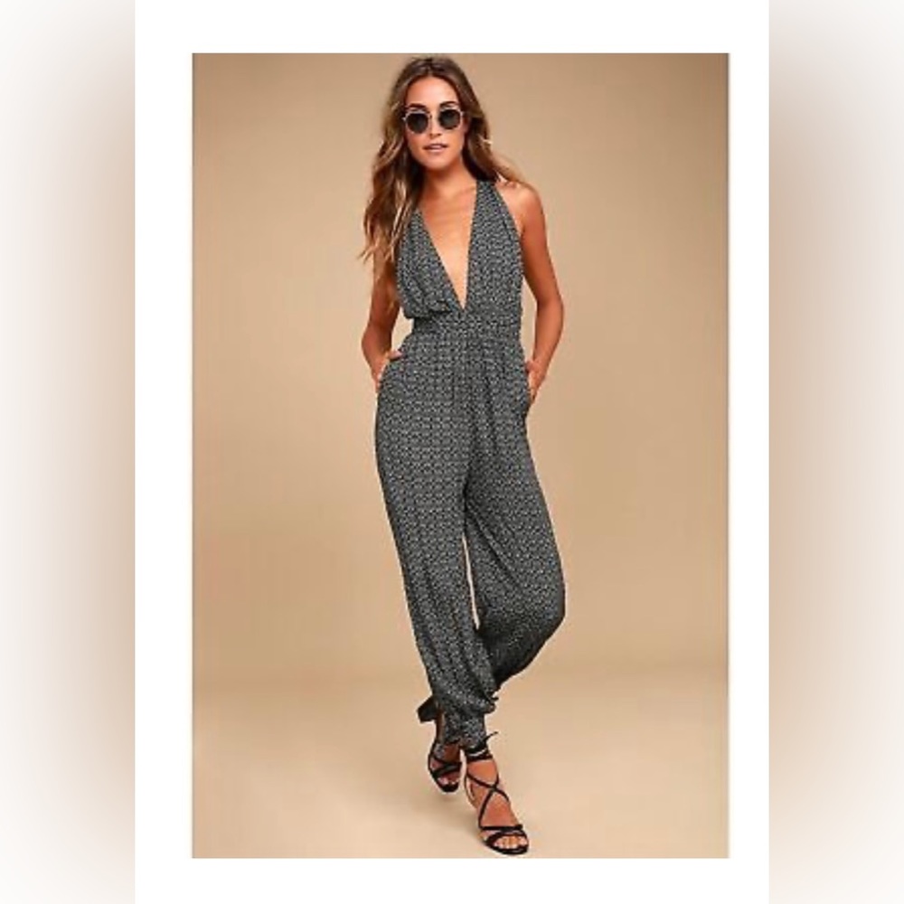 Lulus Patterned Convertible Halter Jumpsuit